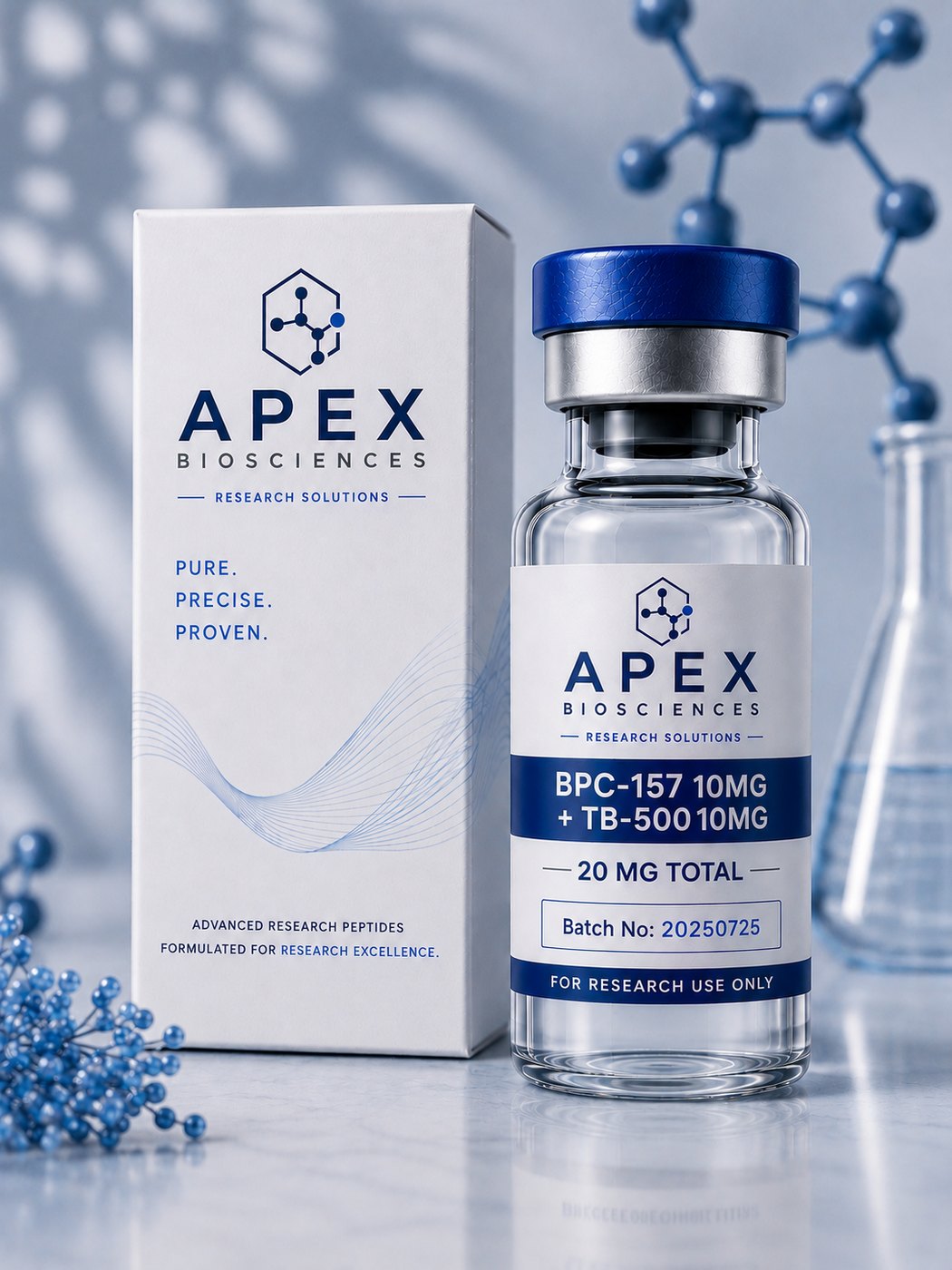 Apex Biosciences BPC-157 + TB-500 10 mg + 10 mg vial and box