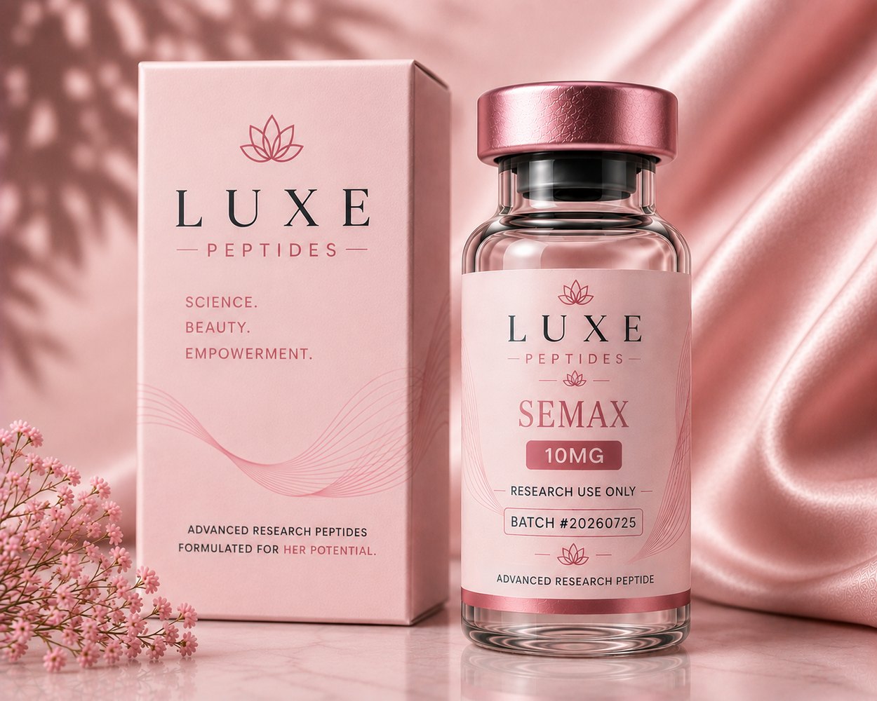 LUXE Peptides Semax 10 mg vial and box